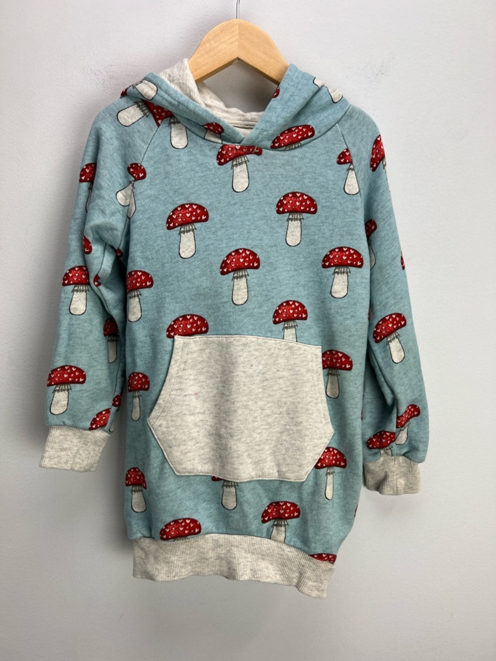 Paper Wings Organic Cotton Hoodie Mushroom Sweatshirt Blue Red Girls Size 5